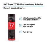 3M 77 21210 Multipurpose Spray Adhesive, Aerosol, Transparent, 24 fl oz Can (Net Wt 16.75 oz) (7000000931) - 6