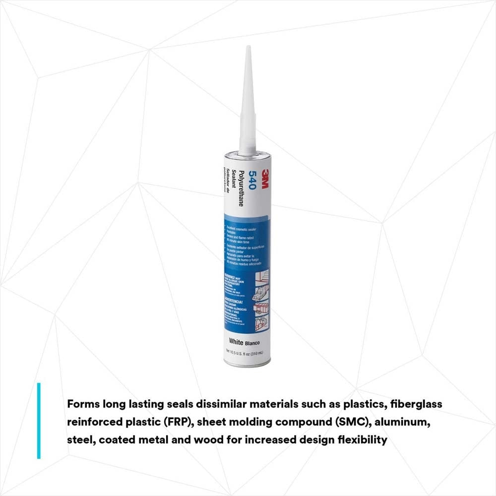 3M 540 Polyurethane Sealant White Cartridge 10.5 fl oz (7000000941) (12 Pack) - 5