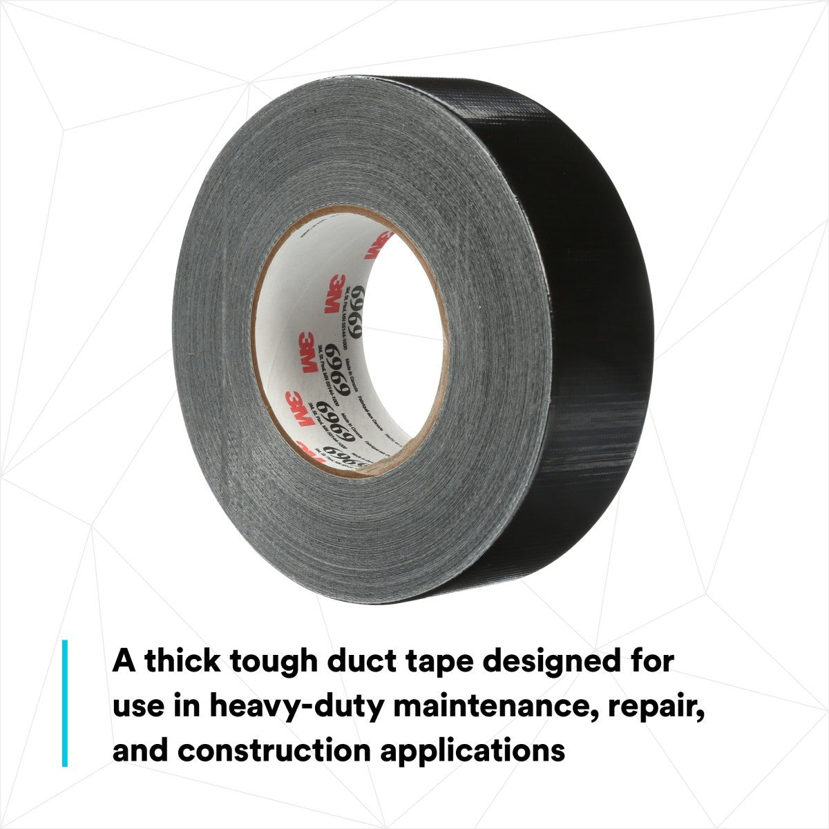 3M 6969 Extra Heavy Duty Duct Tape, Black, 48 mm x 54.8 m, 10.7 mil (7000001232) (24 Pack) - 8
