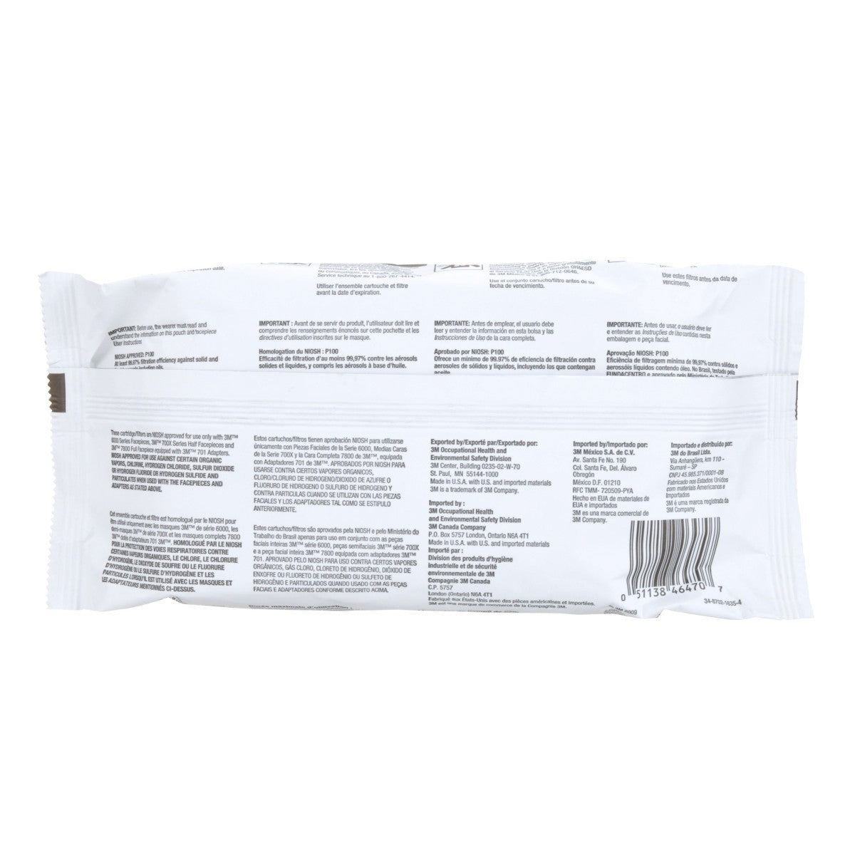 3M 60928 Organic Vapor Acid Gas Cartridge Filter P100 Bayonet (7000002009) (1 Pair) - 7