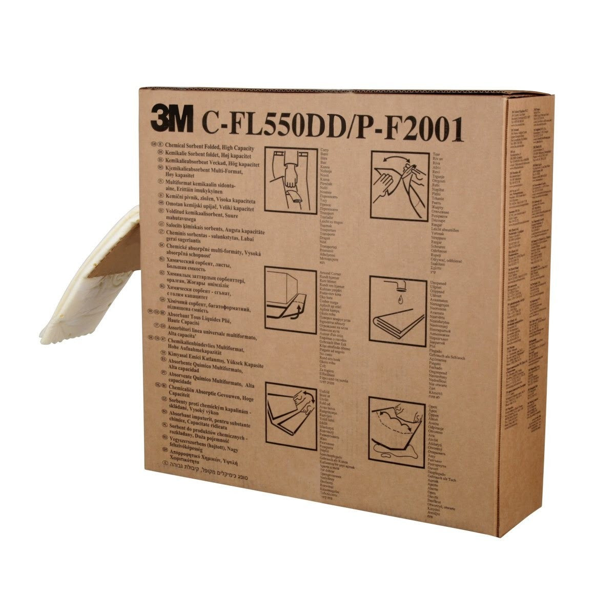 3M C-FL550DD/P-F2001 Chemical Sorbent Folded Roll High Capacity Yellow 5 in x 50 ft 3 Box Case (7000002024) (3 Pack) - 6