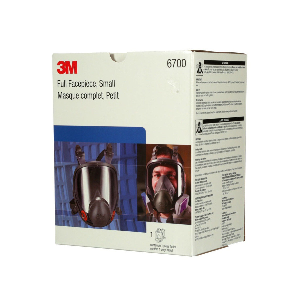 3M 6700 Full Facepiece Reusable Respirator 6000 Series, Small, Gray, Bayonet Connection, Cool Flow Valve (7000002029) (4 Pack) - 6