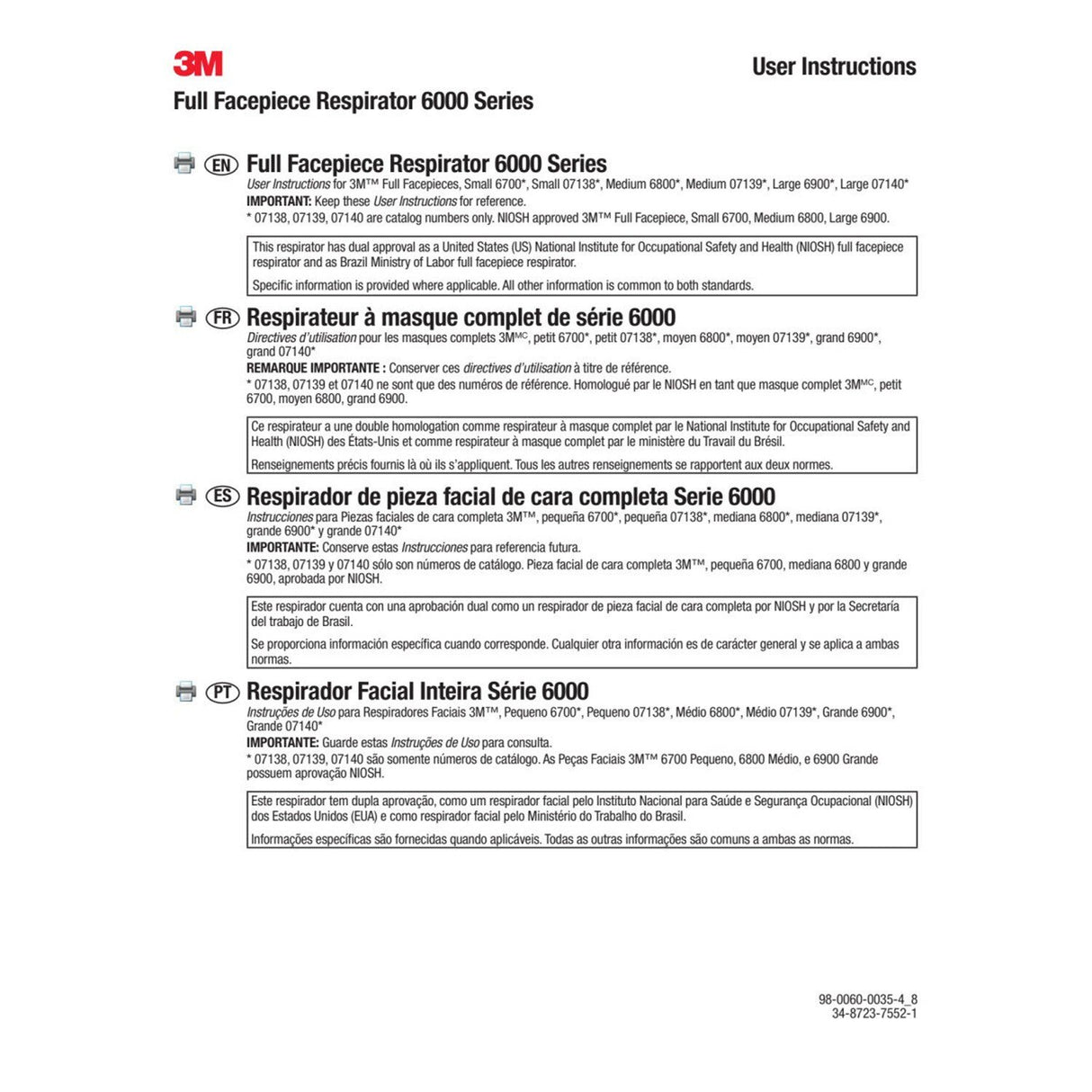 3M 6700 Full Facepiece Reusable Respirator 6000 Series, Small, Gray, Bayonet Connection, Cool Flow Valve (7000002029) (4 Pack) - 9