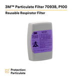 3M 7093B Particulate Filter, P100 Bayonet Reusable Respirator Filter, Magenta (7000002155) (144 Pack) - 2