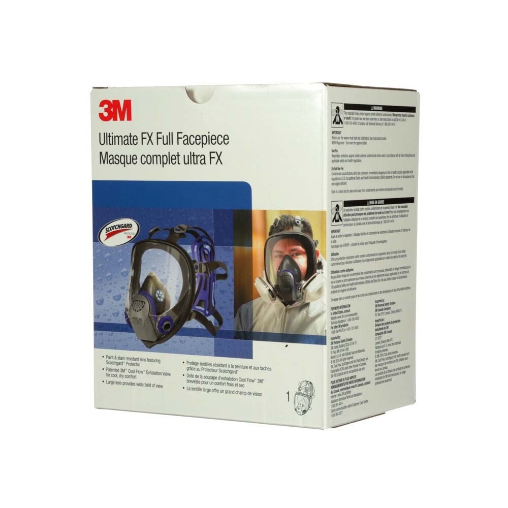 3M 7000002284 Ultimate FX Full Facepiece Reusable Respirator FF-402, NIOSH Certified with Six-Strap Harness and Cool Flow Valve (Medium) - 10