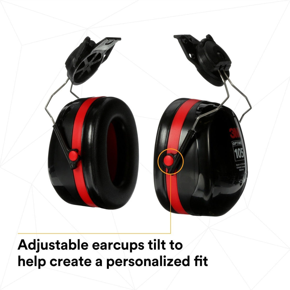 3M H10P3E PELTOR Optime 105 Hard Hat Attached Earmuffs NRR 27 dB (7000002327) (10-Pack) - 6