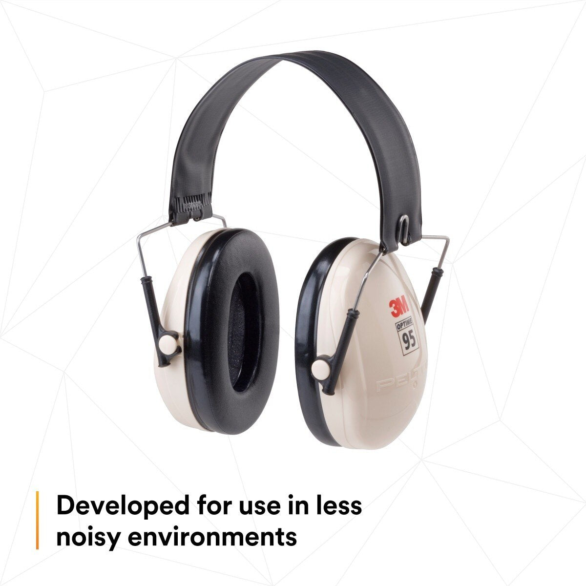 3M H6F/V PELTOR Optime 95 Folding Over-the-Head Earmuffs, 21 dB NRR, Adjustable, Beige (7000002328) - 9