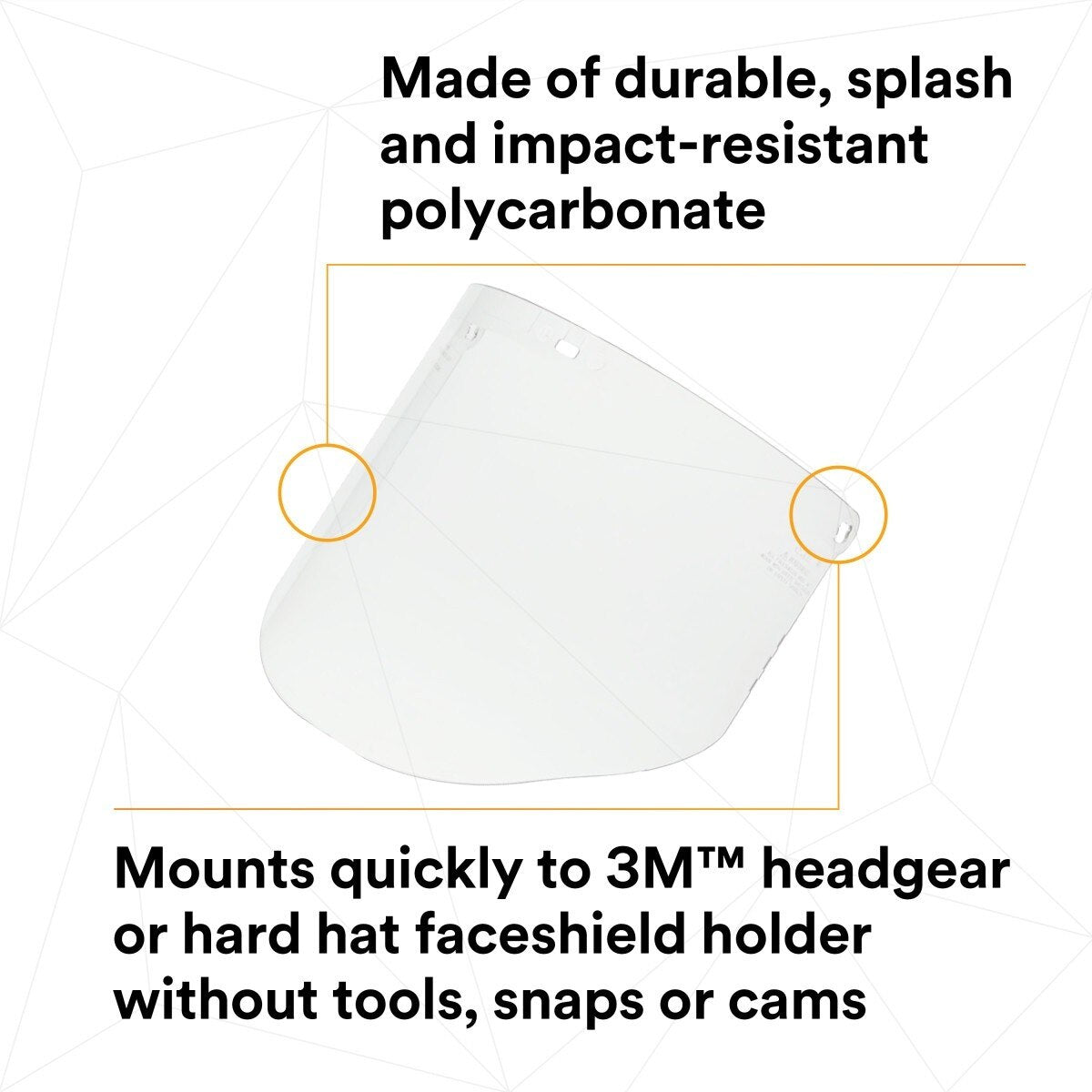 3M 82701-00000 82701 Clear Polycarbonate Faceshield WP96, Molded, Transparent, 14-1/2 in x 9 in (7000002339) (10 Pack) - 6