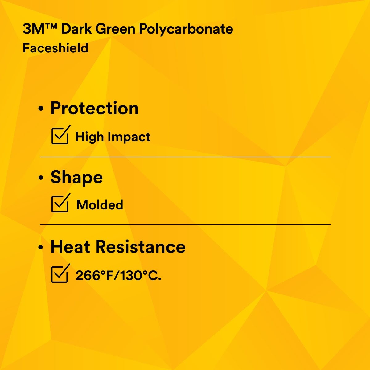 3M 82702-00000 Polycarbonate Faceshield Window, Molded, Dark Green, 14.5 in x 9 in (WP96C) (7000002340) (10 Pack) - 7