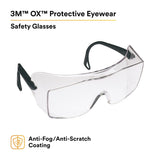 3M 62226 OX Protective Eyewear 2000, 12166-00000-20 Clear Anti-Fog Lens, Black Secure Grip Temple (7000002373) (20 Pack) - 2