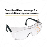3M 62226 OX Protective Eyewear 2000, 12166-00000-20 Clear Anti-Fog Lens, Black Secure Grip Temple (7000002373) (20 Pack) - 3