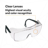 3M 62226 OX Protective Eyewear 2000, 12166-00000-20 Clear Anti-Fog Lens, Black Secure Grip Temple (7000002373) (20 Pack) - 7