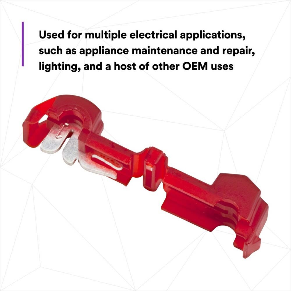3M 951K Female QuickSlide Disconnect , Red Color, T-Tap, Nylon Insulated, Self-Stripping, 22-18 AWG (7000005801) (1000 Pack) - 5