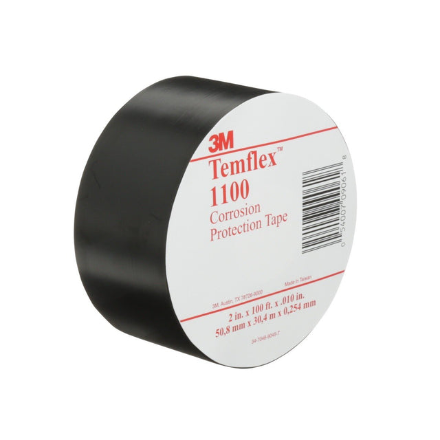 3M 1100UP-2X100FT Temflex Vinyl Corrosion Protection Tape 1100, Unprinted, Black, 2 in x 100 ft (7000005813) (24 Pack)