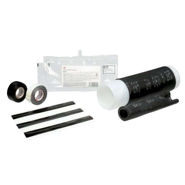 3M 5322 Motor Lead Pigtail Splice Kit, Non-Shielded, Black EPDM Rubber, 5-8 kV, 2-1/0 AWG Feeder, 4-1/0 AWG Motor Lead (7000006042)