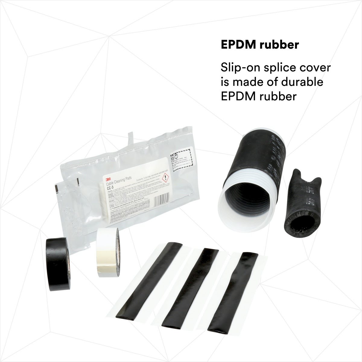 3M 5322 Motor Lead Pigtail Splice Kit, Non-Shielded, Black EPDM Rubber, 5-8 kV, 2-1/0 AWG Feeder, 4-1/0 AWG Motor Lead (7000006042) - 3