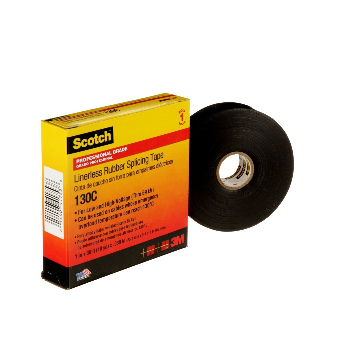 3M Scotch Linerless Rubber Splicing Tape 130C, Black, 1 in x 30 ft, 30 mil, Self Fusing, UV Resistant (130C-1X30FT) (7000006090) (24 Pack) - 4