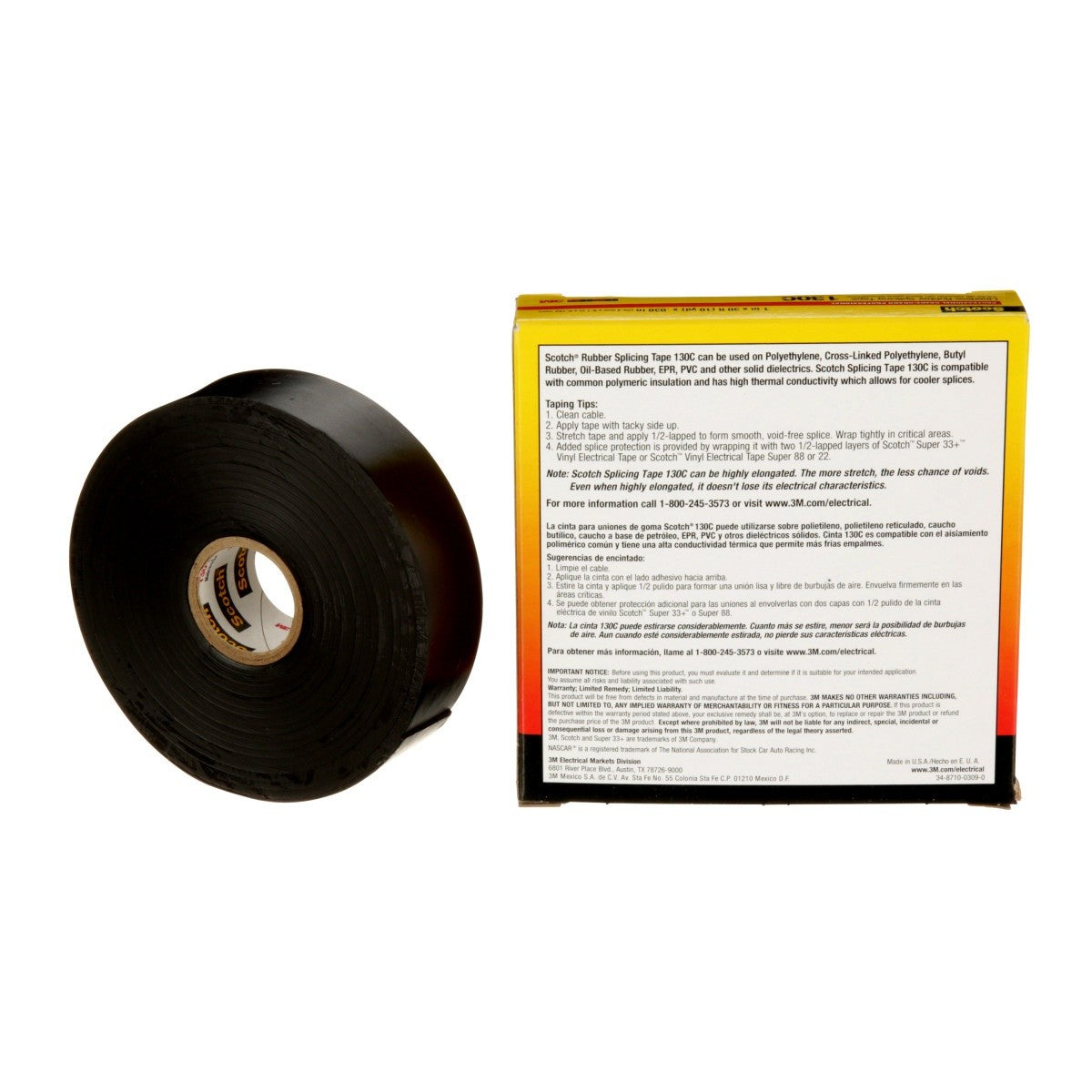 3M Scotch Linerless Rubber Splicing Tape 130C, Black, 1 in x 30 ft, 30 mil, Self Fusing, UV Resistant (130C-1X30FT) (7000006090) (24 Pack) - 6