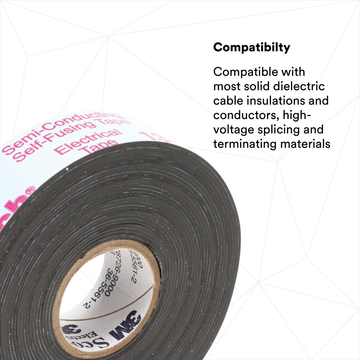 3M 13-3/4X15FT-K Scotch Electrical Semi-Conducting Tape 13, 3/4 in x 15 ft, Printed, Black (7000007284) (50 Pack) - 5