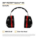 3M 7000009665 PELTOR Optime 105 Over-the-Head Earmuffs, NRR 30 dB (1 Count) (10 Pack) - 5