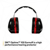 3M H10A PELTOR Optime 105 Over-the-Head Earmuffs, NRR 30 dB (7000009665) - 6