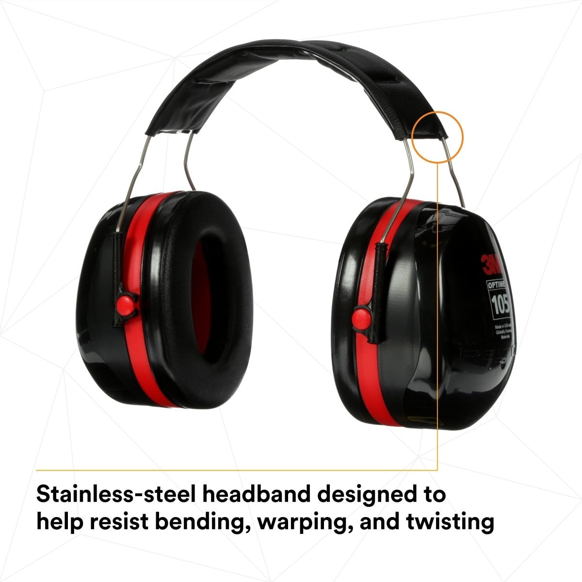 3M H10A PELTOR Optime 105 Over-the-Head Earmuffs, NRR 30 dB (7000009665) - 8