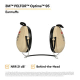 3M H6B/V 08062 PELTOR Optime 95 Behind-the-Head Earmuffs, 21 dB NRR, Adjustable Earcups, Beige (7000009666) - 2