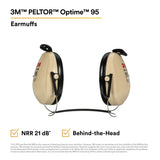 3M H6B/V 08062 PELTOR Optime 95 Behind-the-Head Earmuffs, 21 dB NRR, Adjustable Earcups, Beige (7000009666) - 2