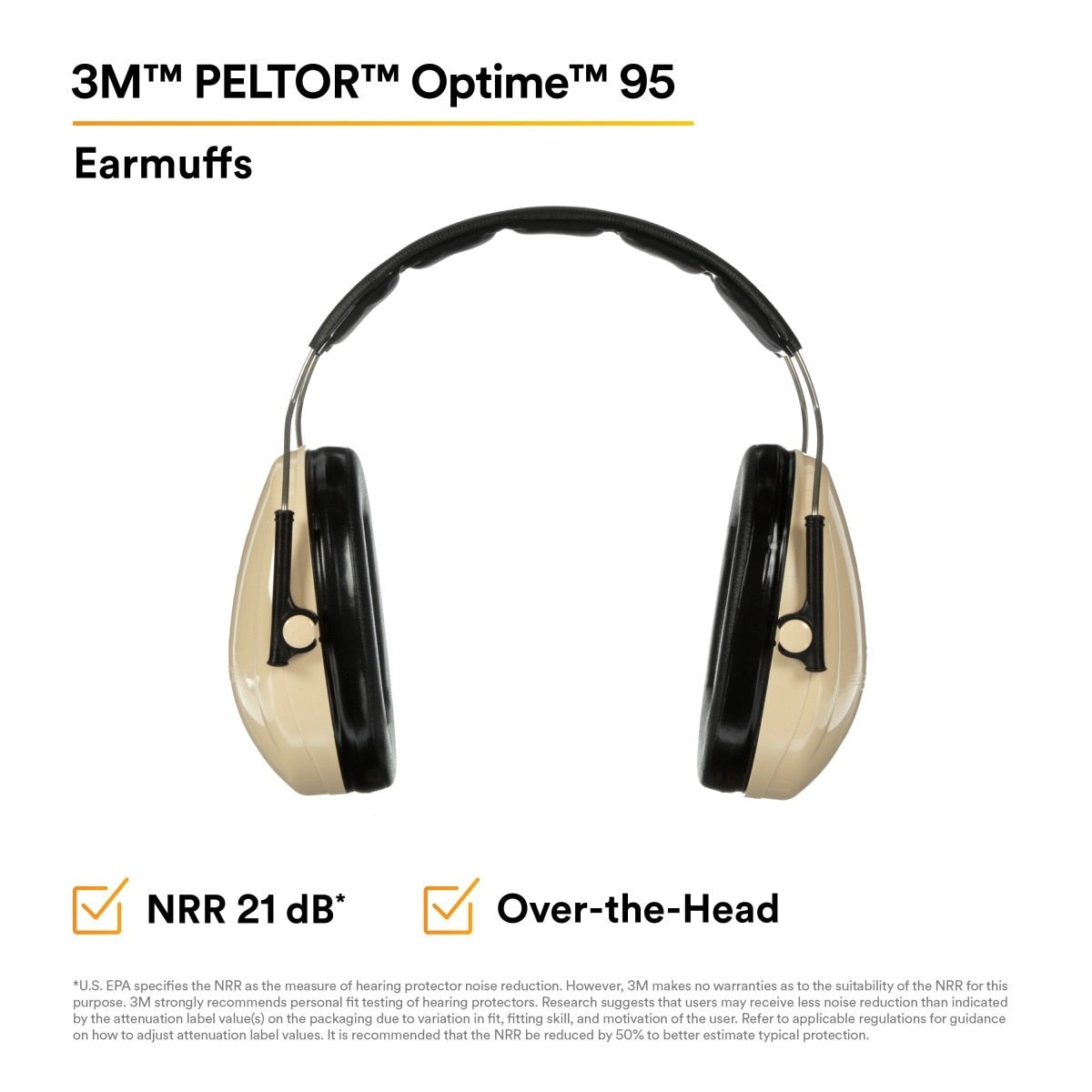 3M Peltor 7000009667 Optime 95 Over-the-Head Earmuff Hearing Protection NRR 21 dB (1 Count) (10 Pack) - 2