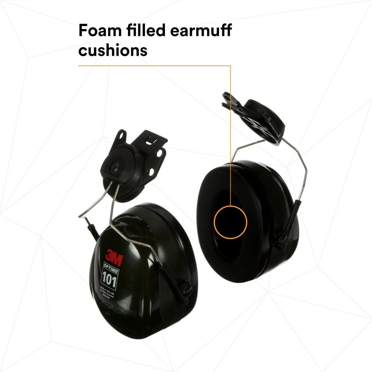 3M H7P3E PELTOR Optime 101 Hard Hat Attached Earmuffs 24 dB NRR (7000009668) - 7