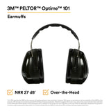 3M H7A 8071 PELTOR Optime 101 Over-the-Head Earmuffs 27 dB NRR (7000009669) - 5