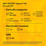 3M 7000009669 PELTOR Optime 101 Over-the-Head Earmuffs 27 dB NRR (1 Pack) (10 Pack) - 10