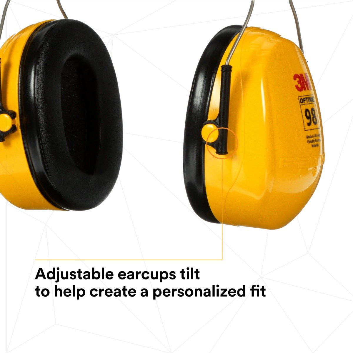 3M 7000009670 PELTOR Optime 98 Over-the-Head Earmuffs 25 dB NRR (1 Count) (10 Pack) - 5