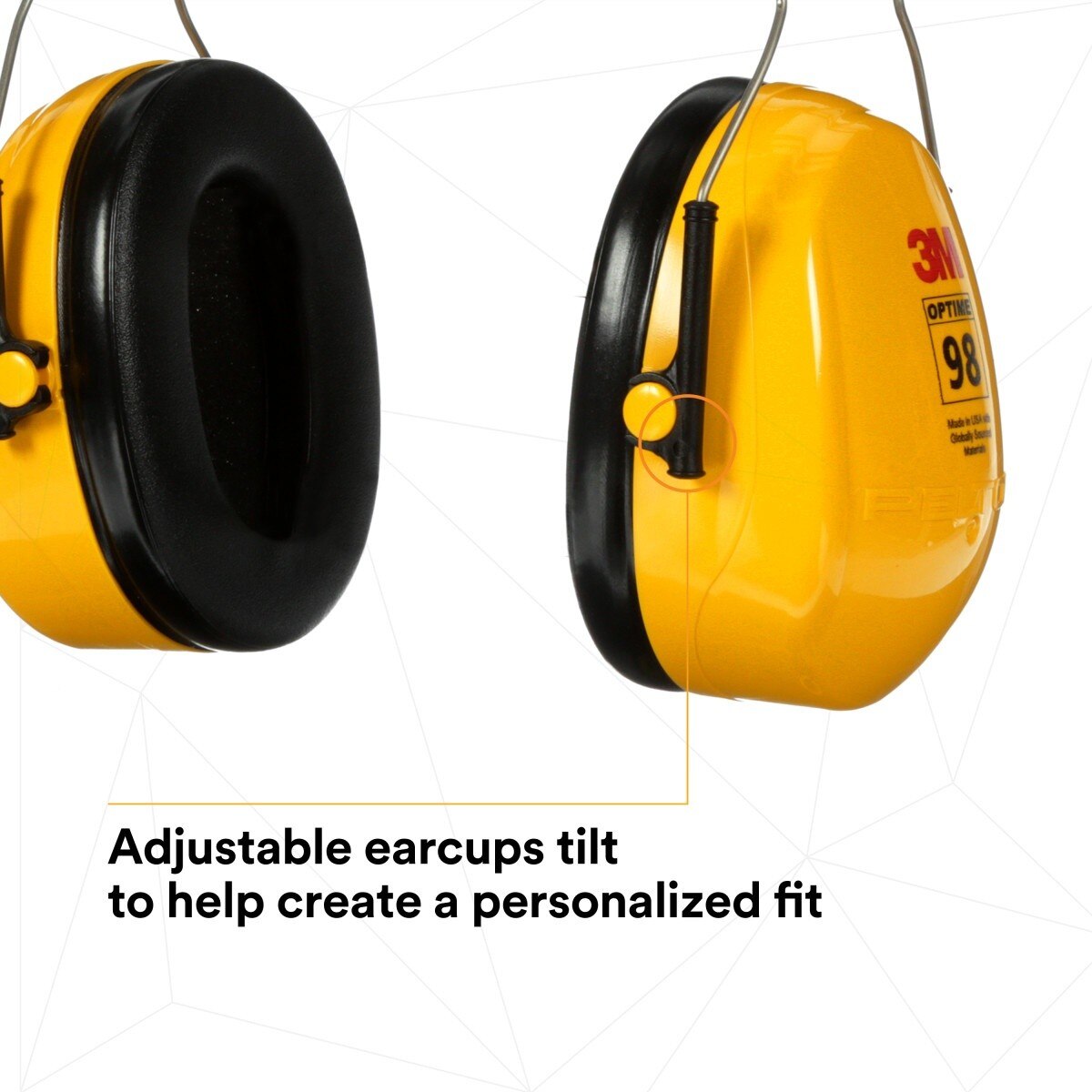 3M H9A 08091 PELTOR Optime 98 Over-the-Head Earmuffs, 25 dB NRR (7000009670) (1 Count) - 5