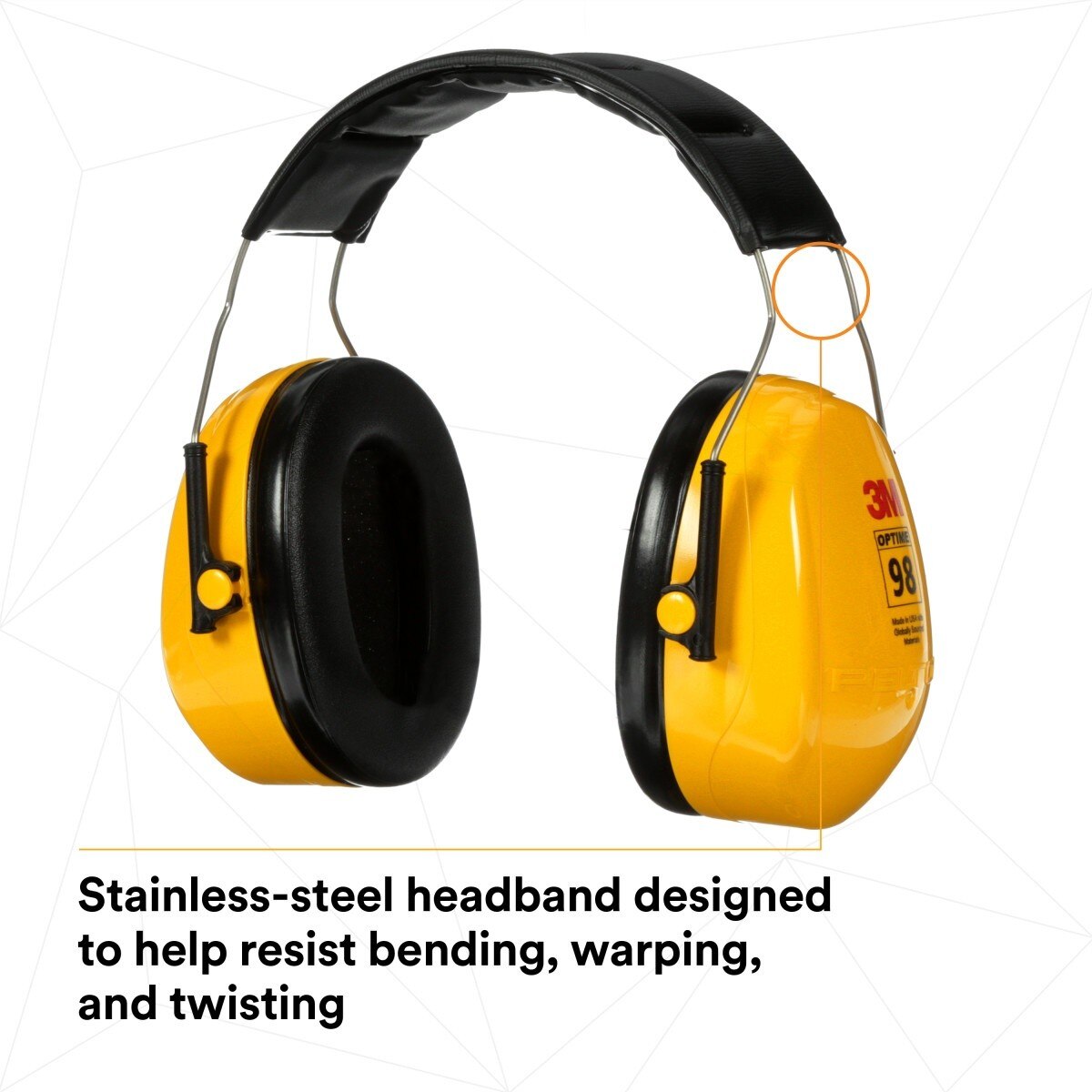 3M H9A 08091 PELTOR Optime 98 Over-the-Head Earmuffs, 25 dB NRR (7000009670) (1 Count) - 6