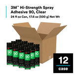 3M 90 Hi-Strength Spray Adhesive, Clear, 24 fl oz Can (Net Wt 17.6 oz) (30023) (7000023924) (12 Pack) - 10