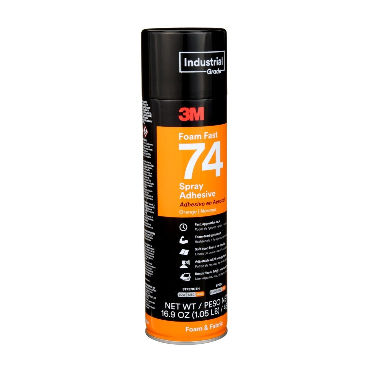 3M 74 Foam Fast Spray Adhesive, Orange, 24 fl oz Can, Net Wt 16.9 oz (82242) (7000023925) (12 Pack) - 2
