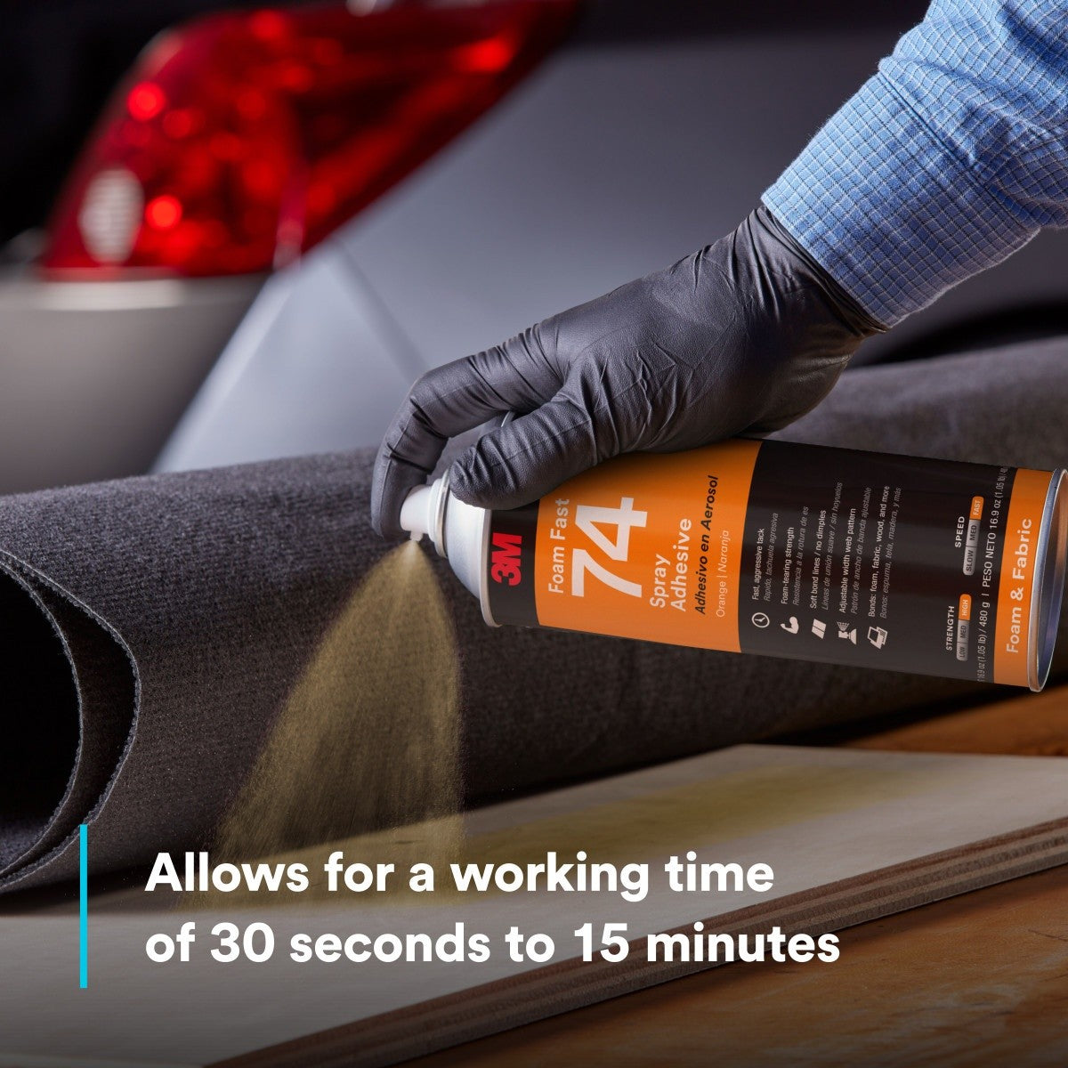 3M 74 82242 Foam Fast Spray Adhesive, Orange, 24 fl oz Can, Net Wt 16.9 oz (7000023925) - 7