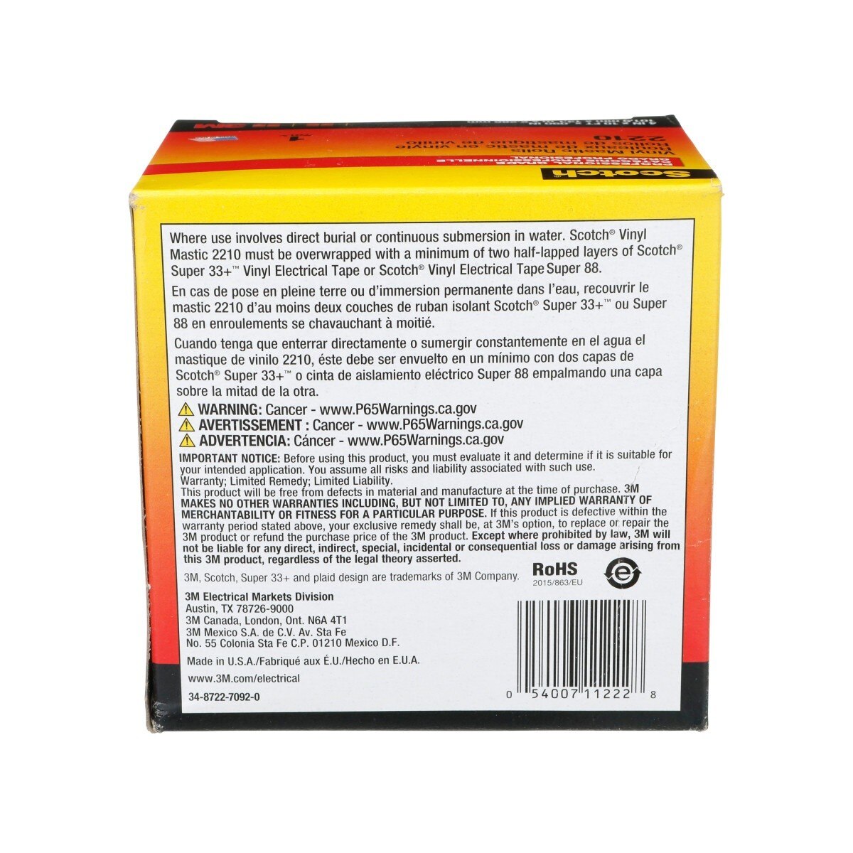 3M Scotch 2210 Vinyl Mastic Roll Electrical Tape, Self-Fusing Mastic, Black, 4 in x 10 ft (2210-4X10FT) (7000026559) (10 Pack) - 6