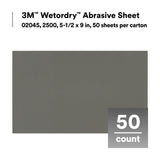 3M 401Q 02045 Wetordry Abrasive Sheet, 2500 Grit, Black, 5 1/2 in x 9 in (7000028117) (250 Pack) - 5