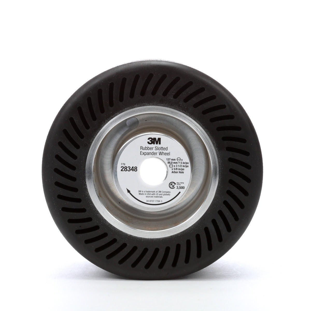 3M 28348 Rubber Slotted Expander Wheel, 5 in x 3-1/2 in 5/8 in Arbor Hole (7000028221)