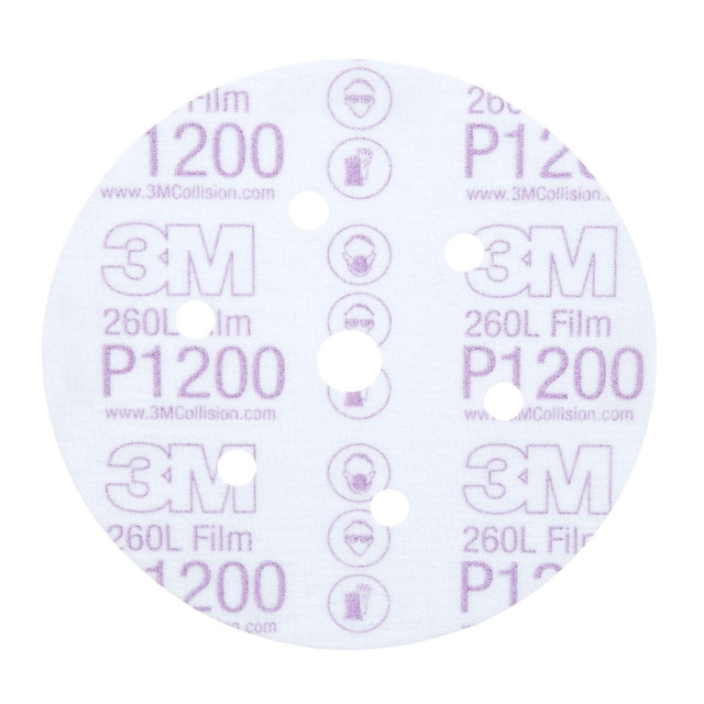 3M 260L 01068 Hookit Finishing Film Abrasive Disc Dust Free P1200 White 6 in (7000028242) (400 Pack)