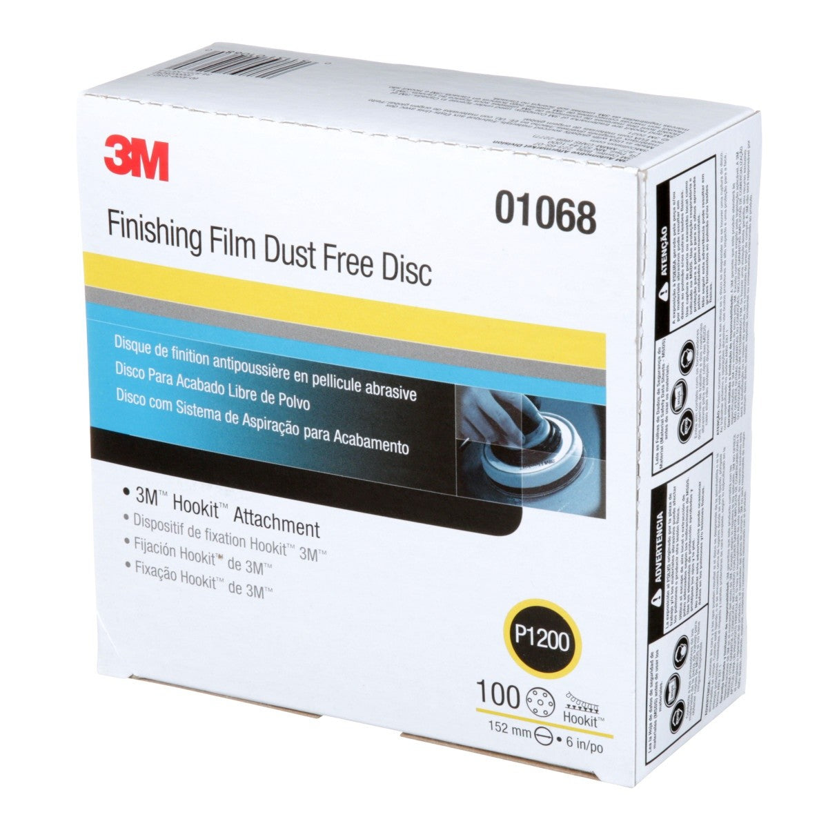 3M 260L 01068 Hookit Finishing Film Abrasive Disc Dust Free P1200 White 6 in (7000028242) (400 Pack) - 6