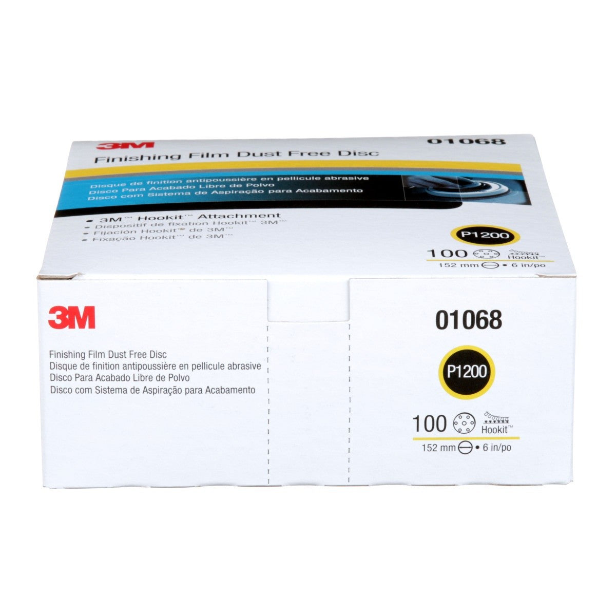 3M 260L 01068 Hookit Finishing Film Abrasive Disc Dust Free P1200 White 6 in (7000028242) (400 Pack) - 7