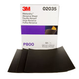 3M 213Q 02035 Abrasive Sheet, P800 Grit, Black, 9 in x 11 in (7000028324) (250 Pack)