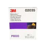 3M 213Q 02035 Abrasive Sheet, P800 Grit, Black, 9 in x 11 in (7000028324) (250 Pack) - 2