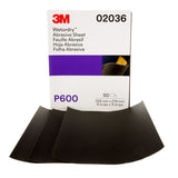 3M 02036 213Q Abrasive Sheet, P600, Wet/Dry Aluminum Oxide, Black, 9 in x 11 in (7000028325) (250 Pack) - 2