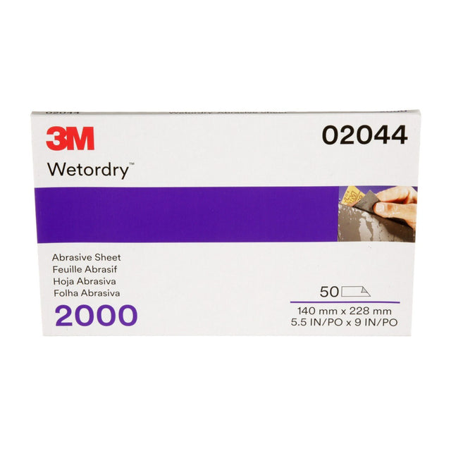 3M 401Q 02044 Abrasive Sheet, SiC 2000 Grit, Black, Wet/Dry, 5 1/2 in x 9 in (7000028328) (250 Pack)