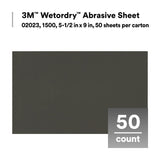 3M 401Q 02023 Wet/Dry Abrasive Sheet, Silicon Carbide, 1500 Grit, Black, 5 1/2 in x 9 in (7000028329) (250 Pack) - 10
