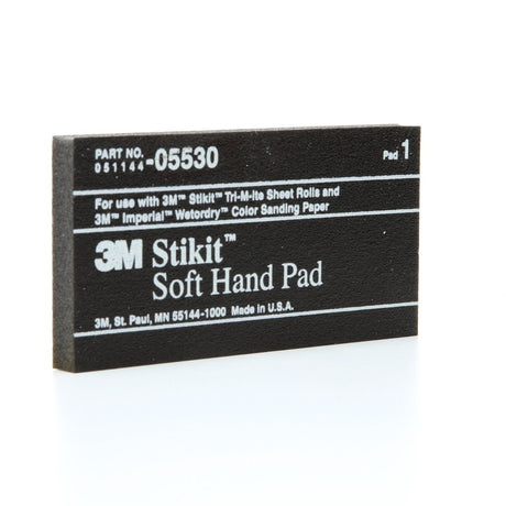 3M Stikit Soft Hand Pad, PSA, Black, 2-3/4 in x 5-1/2 in x 3/8 in (05530) (7000028351) (50 Pack)